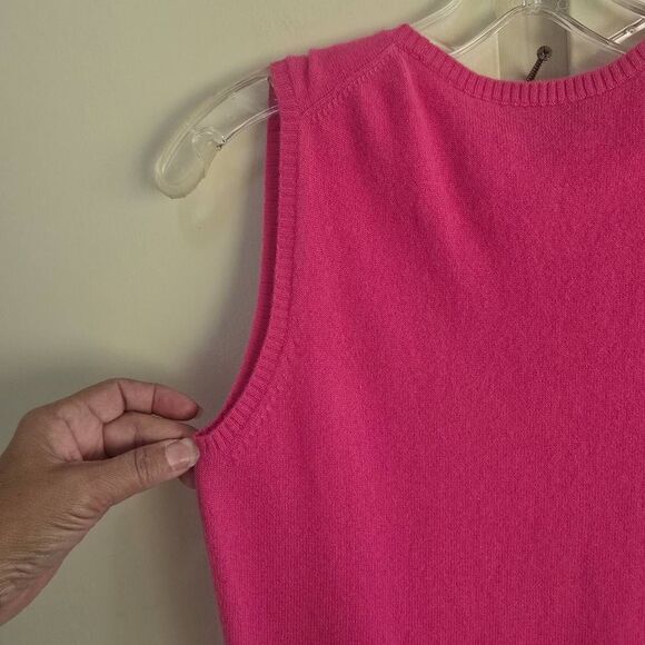 Pure Collection Hot Pink 100% Cashmere Knitted Tank,Scoop Neck, Pre-Owned, Sz. 4 - Picture 6 of 7